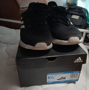 Adidas Women's Cloudfoam Pure 2.0 Black With White Stripes Size 8.5